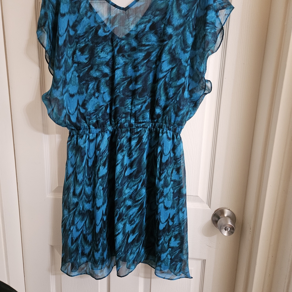 Express Teal and Black Sheer Dress